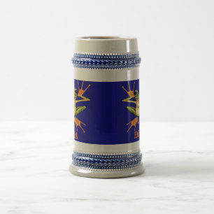 STEIN - Frosch-blauer Hintergrund ha ha verdoppelt Bierglas