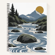 Stein im Bach | Modernes Natur Notizbuch