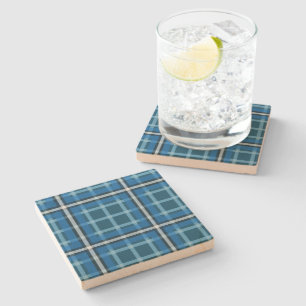 Stein-Küstenfelsen Blau Tartan Karo Karomuster Steinuntersetzer