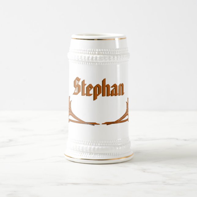 Stein - Leafarben und Name Bierglas (Mittel)