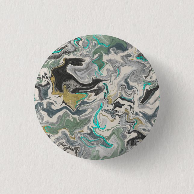 Stein-Marmorierung mit Türkisadern 1 1/4" Rund Button (Vorderseite)