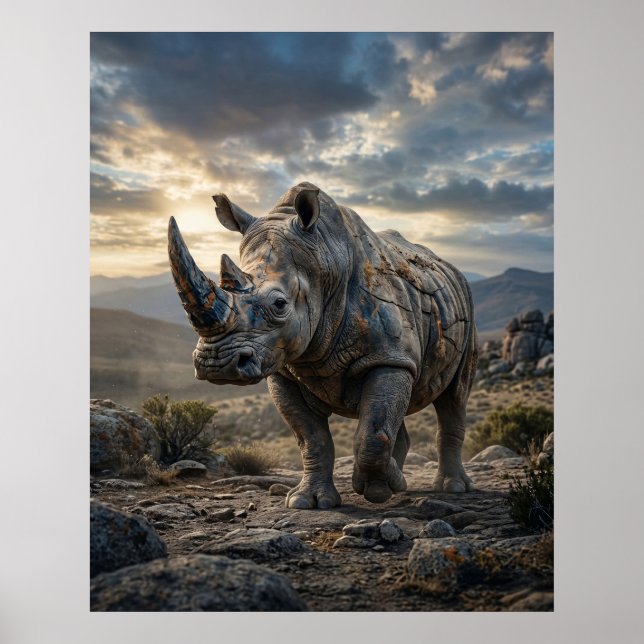 Stein Rhino Robuste Ebenen Poster (Vorne)