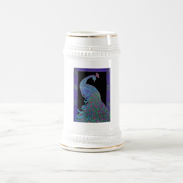 Stein - Tasse - stolzer Pfau (Mittel)