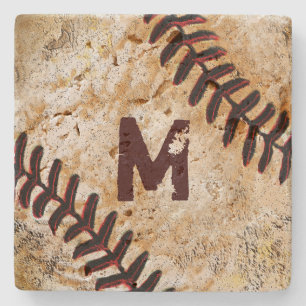 Stein-Trikotnummer oder Monogramm Baseball-Unterse Steinuntersetzer