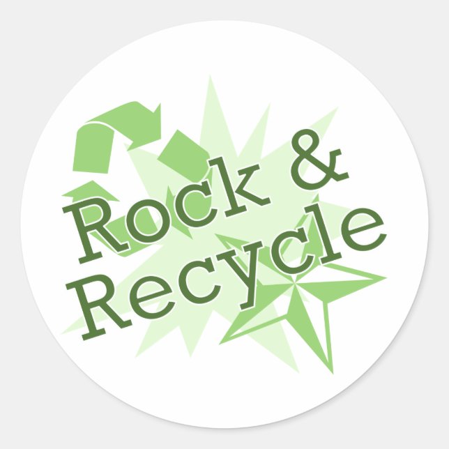 Stein und Recycle Runder Aufkleber (Vorderseite)