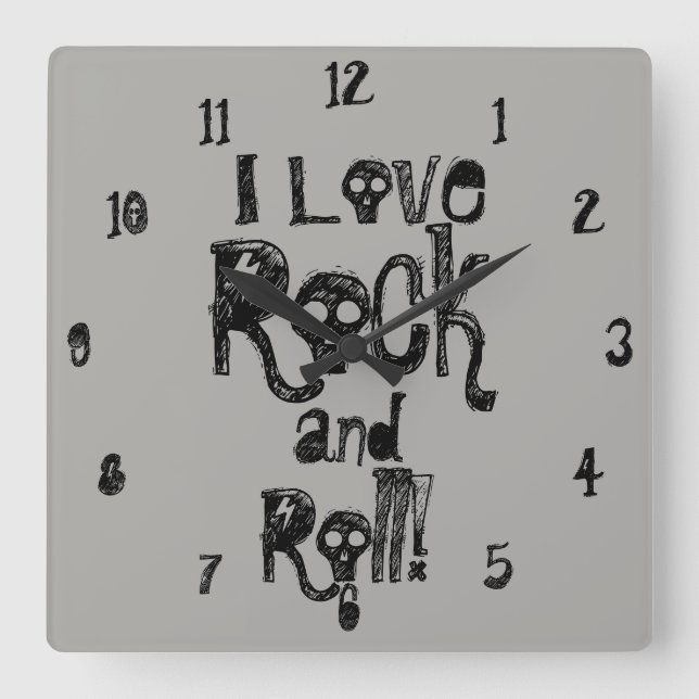 Stein und Rollen Skulls Wall Uhr (Vorderseite)