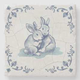 Stein-Untersetzer Freundliche Kaninchen Delft-Flie Steinuntersetzer