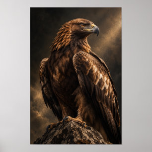 Steinadler auf Felsen Dramatische Tierwelt Wand Poster