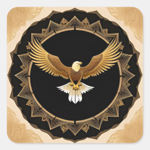Steinadler auf geometrischem Mandala Quadratischer Aufkleber