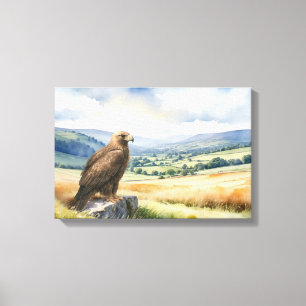 Steinadler Vogel Wildlife Art Aquarell-Stil Leinwanddruck