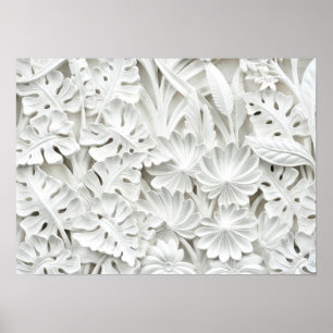 Steinarbeit in einem Leaf- und Blume-Motiv Poster