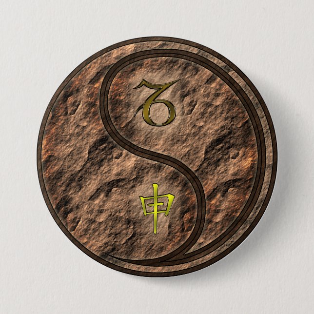 Steinbock & Erd-Affe Button (Vorderseite)