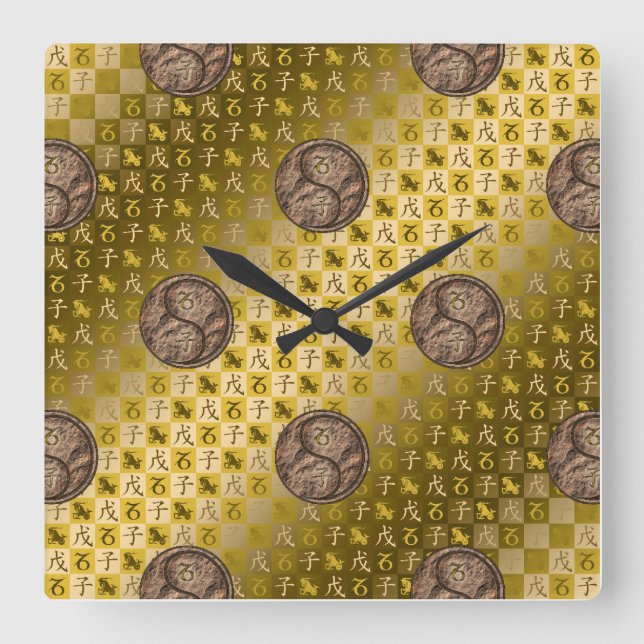 Steinbock & Erd-Ratte Quadratische Wanduhr (Vorderseite)