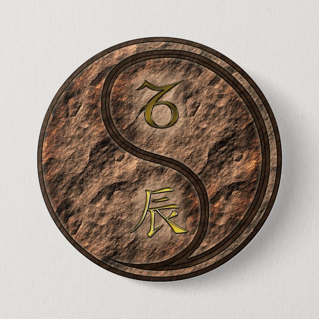Steinbock & Erddrache Button (Vorderseite)