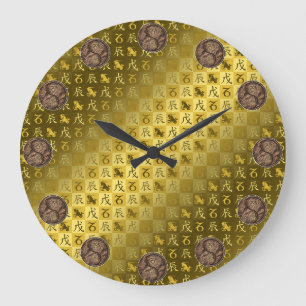 Steinbock & Erde-Drache Große Wanduhr