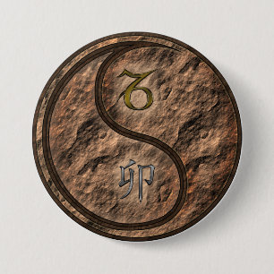 Steinbock & Erde-Hase Button
