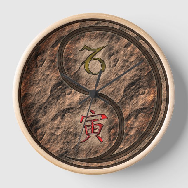 Steinbock & Erde Tiger Uhr (Vorderseite)