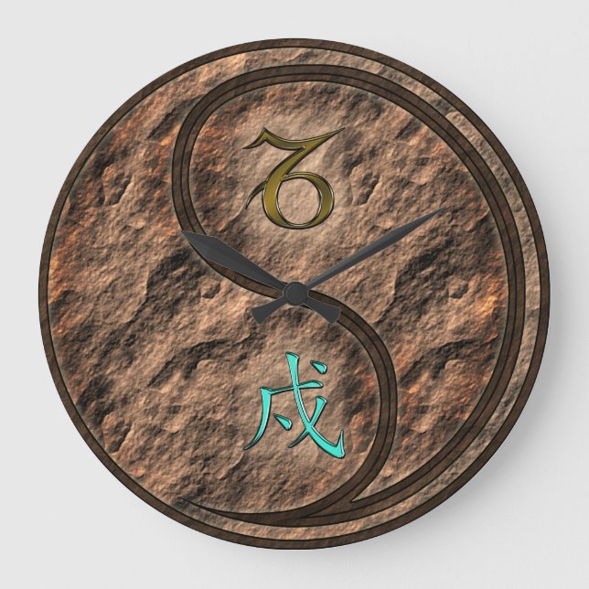Steinbock & Erdhund Große Wanduhr (Vorderseite)