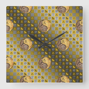 Steinbock & Feuer Kaninchen Quadratische Wanduhr