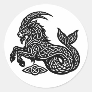 Steinbock — Heimgesuchte Tinte Zodiak Steinbock‑Fi Runder Aufkleber