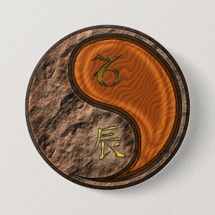 Steinbock & Holz-Drache Button