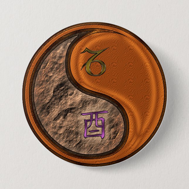 Steinbock & Holz Hahn Button (Vorderseite)