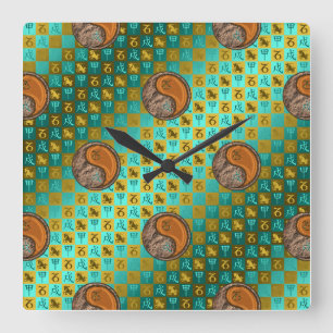 Steinbock & Holz Hund Quadratische Wanduhr