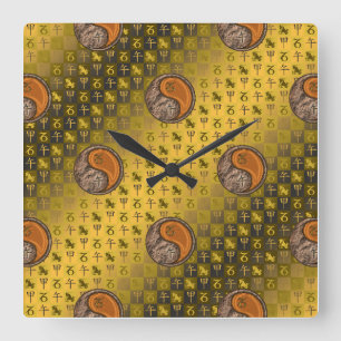 Steinbock & Holzpferd Quadratische Wanduhr