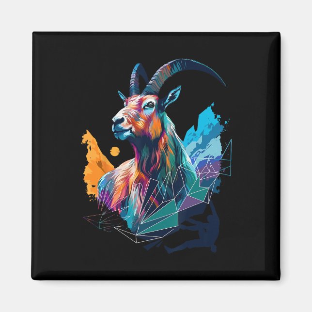 Steinbock Kunstwerk Klettern Bouldering Berge Mo Magnet (Vorne)