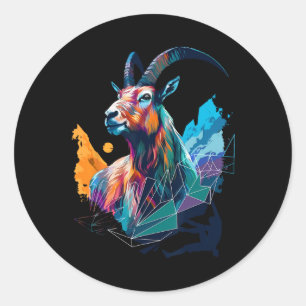 Steinbock Kunstwerk Klettern Bouldering Berge Mo Runder Aufkleber