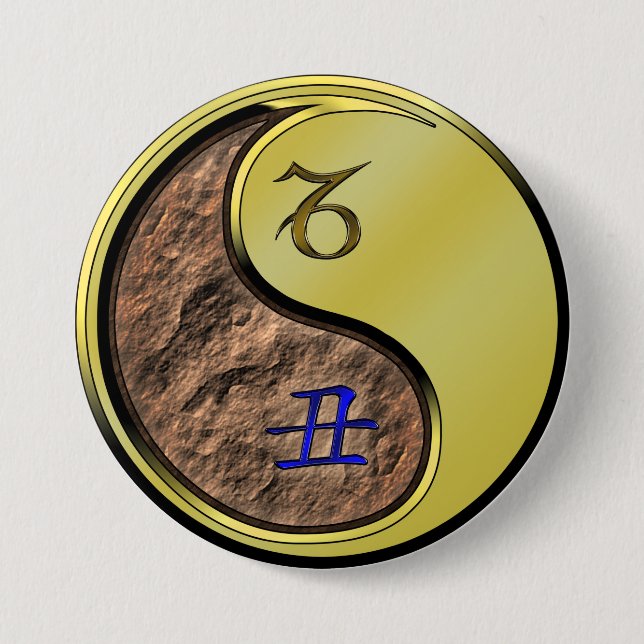 Steinbock & Metallener Ochse Button (Vorderseite)