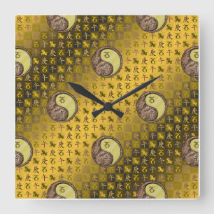 Steinbock & Metallpferd Quadratische Wanduhr