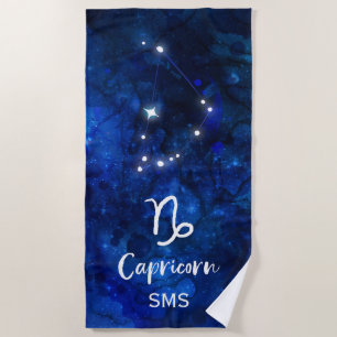 Steinbock-Sternbild-Galaxie-Himmel-Monogramm Strandtuch