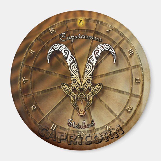 Steinbock Sternzeichen Astrologie Design Magnet (Vorne)