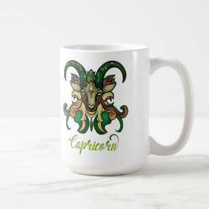 Steinbock-Sternzeichen Grün Braune Meerziege funke Kaffeetasse