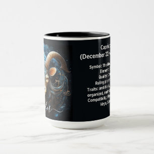 Steinbock-Sternzeichen-Kunst für 22. Dezember–19. Tasse