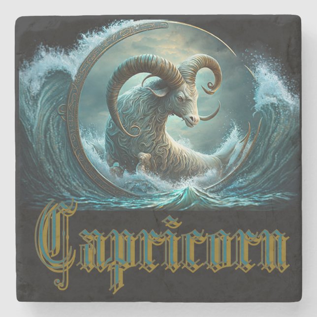 Steinbock-Sternzeichen Steinuntersetzer (Vorderseite)