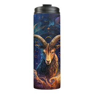 Steinbock-Sternzeichen Wasserfarben-Design Thermosbecher