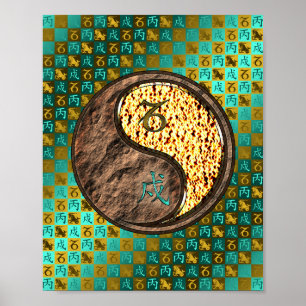 Steinbock und Feuerhund Poster