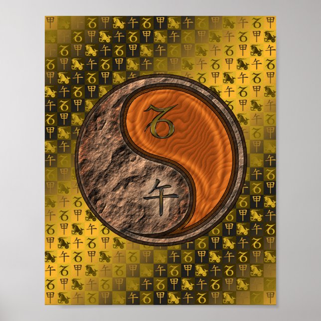 Steinbock und Holzpferd Poster (Vorne)