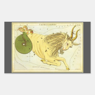 Steinbock Vintage Konstellation, Urania's Spiegel Rechteckiger Aufkleber