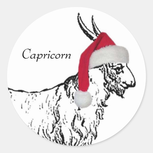 Steinbock-Weihnachten Runder Aufkleber (Vorderseite)