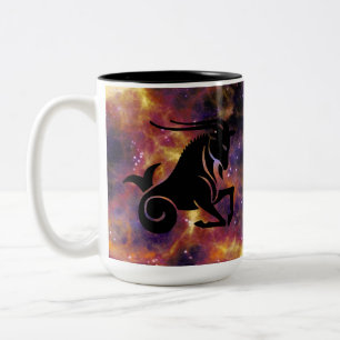 Steinbock-Zodiac-Galaxie-Kunst – Astrologie-Horosk Zweifarbige Tasse