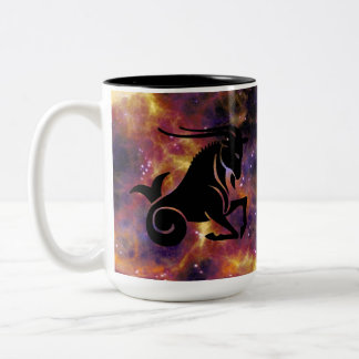Steinbock-Zodiac-Galaxie-Kunst – Astrologie-Horosk Zweifarbige Tasse