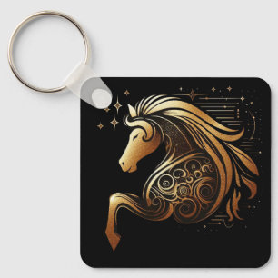 Steinbock-Zodiac Gold Horse Astrologie Schlüsselanhänger