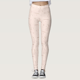 Steinbock-Zodiac-Muster in Braun und Burgund Leggings