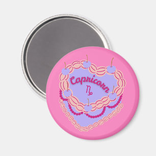 Steinbock-Zodiac-Pastell-Herz-Geburtstagskuchen Magnet