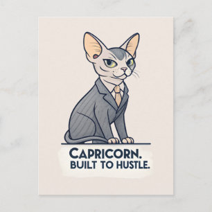 Steinbock-Zodiac-Sphynx-Katze-Built-Hustle-Kunst Postkarte
