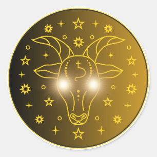 Steinbock-Zodiak-Emblem Minimales Himmelssymbol Runder Aufkleber