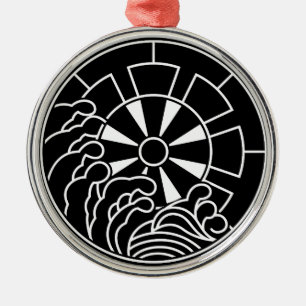 Steinboden-Welle mit Genji-Rad Silbernes Ornament